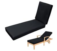 Coussin Bain de Soleil Chaise Longue, Rembourré Pliable Épais Confortable imperméable Coussin Transat Jardin Exterieur, avec Housse Amovible Résistant aux Intempéries,Black 01,188x58x10cm