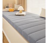 Coussin Banquette Imperméable Antidérapant Coussin de Banc avec Couvercle Amovible Éponge 55D Polaire Coussin Banc pour Bancs de Jardin Cuisine d’Intérieur Extérieur(A-Gray,150x30cm x5cm Thick)