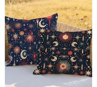 Coussin Bleu Marine Housse de Coussin Lune Set de 2 Lin Carré Decoratif Taie Oreiller avec Fermeture à Glissière Lnvisible,Balcon Patio Maison Salon de Jardin Exterieur Decoratif,50x50cm RC-660