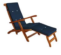 Coussin bleu pour chaise longue de jardin en bois tropical