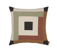 Ferm Living Coussin Border Patchwork Sauge Foncé/ Brun Rouge