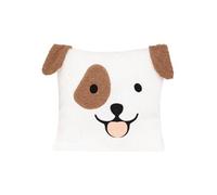 Atmosphera - Coussin Scott en bouclette motif chien 40x40 cm Blanc