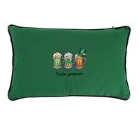 Coussin brodé Saint-Patrick 50x30 cm Vert Chopes de bière irlandaise au trèfle Série limitée