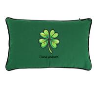 Coussin brodé Saint-Patrick 50x30 cm Vert Trèfle à quatre feuilles porte-bonheur Série limitée