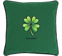 Coussin brodé Saint-Patrick 50x50 cm Vert Trèfle à quatre feuilles porte-bonheur Série limitée
