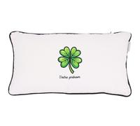 Coussin brodé Saint-Patrick 60x30 cm Blanc Trèfle à quatre feuilles porte-bonheur Série limitée