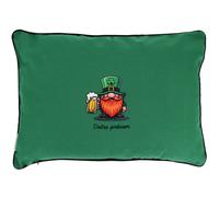 Coussin brodé Saint-Patrick 60x40 cm Vert Lutin irlandais avec bière Série limitée