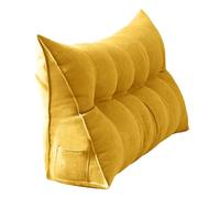 Coussin cale de chaise - 60/80/100/120/150/180/200 cm - Grand coussin triangulaire avec poche, soutien lombaire, grand coussin pour le dos, la tête de lit, le repos, le soutien lombaire - Jaune 150 cm