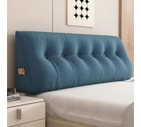 Coussin cale luxueux en cachemire - Coussin de lecture triangulaire moelleux et soutien lombaire - Dossier haute résilience avec housse lavable (80 x 50 x 20 cm, bleu)