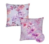 Coussin Canape 30x30 cm Exterieur Housse Coussin Lilas Coussins Exterieur Impermeable Fleurs De Cerisier Lin Coussins Décoratif Double Face À Motif,Set de 2 Carrées Taie Oreiller Patio Décor qq-719