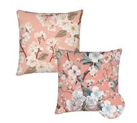 Coussin Canape 35x35 cm Exterieur Housse Coussin Japon Coussins Exterieur Impermeable Fleurs De Cerisier Lin Coussins Décoratif Double Face À Motif,Set de 2 Carrées Taie Oreiller Patio Décor qq-617