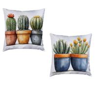 Coussin Canape 40x40cm Lot de 2 Housse de Coussin Blanc Cushion Covers Cactus Extérieur Imperméable Velours Decoratif Taie Oreiller pour Maison Salon Chambre Lit Clic Clac Voiture Cadeau D-943OS