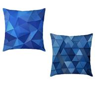 Coussin Canape 40x40cm Lot de 2 Taie Oreiller Bleu Imperméable Cushion Abstrait Impression Recto Verso Decoratif Velours Coussincarré avec Fermeture éclair Invisible pour Décoration Printemps 7-6207Y
