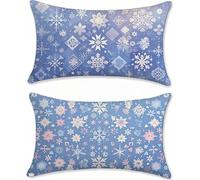 Coussin Canape 40x60 Lot de 2 Flocon de Neige Taie Oreiller Bleu Coussin Decoratif Lin Coussins Canapé Rectangulaire Coussins Taie d'oreiller Decoration Salon, pour Decoration Maison z-902