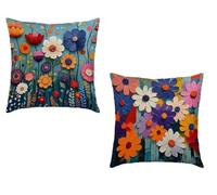 Coussin Canape 45x45cm Lot de 2 Housse de Coussin Couleur Cushion Covers Fleur Extérieur Imperméable Velours Decoratif Taie Oreiller pour Maison Salon Chambre Lit Clic Clac Voiture Cadeau Y-369XL