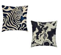 Coussin Canape 45x45cm Lot de 2 Housse de Coussin Noir Et Blanc Cushion Covers Cheval Extérieur Imperméable Velours Decoratif Taie Oreiller pour Maison Chambre Lit Clic Clac Voiture Cadeau J-24524