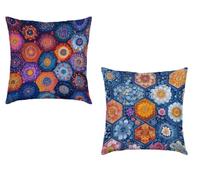 Coussin Canape 50x50cm Lot de 2 Housse de Coussin Couleur Cushion Covers BohêMe Extérieur Imperméable Velours Decoratif Taie Oreiller pour Maison Salon Chambre Lit Clic Clac Voiture Cadeau O-794QA