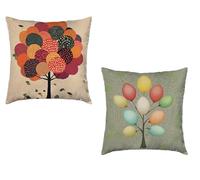 Coussin Canape 50x50cm Lot de 2 Taie Oreiller Couleur Imperméable Cushion Arbre Impression Recto Verso Decoratif Velours Coussincarré avec Fermeture éclair Invisible pour Décoration Printemps 4-86066