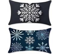 Coussin Canape 50x90 Lot de 2 Flocon de Neige Taie Oreiller Bleu Coussin Decoratif Velours Coussins Canapé Rectangulaire Coussins Taie d'oreiller Decoration Salon, pour Decoration Maison z-900