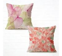 Coussin Canape 55x55cm Lot de 2 Couleur Housse de Coussin Exterieur Impermeable Fleur Impression Recto Verso Velours Décoration Coussincarré avec Fermeture éclair Invisible pour Decoration 9-2258AC