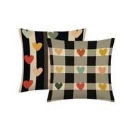 Coussin Canape 55x55cm Lot de 2 Housse de Coussin Bande Amour Velours | Housse Coussin Carré Housse de Coussin Exterieur Impermeable pour Salon de Jardin Balcon Maison Cadeau Femme 0p-559