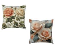 Coussin Canape 55x55cm Lot de 2 Housse de Coussin Blanc Cushion Covers Fleur Extérieur Imperméable Velours Decoratif Taie Oreiller pour Maison Salon Chambre Lit Clic Clac Voiture Decor Cadeau Y-12104