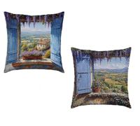 Coussin Canape 55x55cm Lot de 2 Housse de Coussin Peinture Cushion Covers Couleur Extérieur Imperméable Velours Decoratif Taie Oreiller pour Maison Salon Chambre Lit Clic Clac Voiture Cadeau 4-220QA