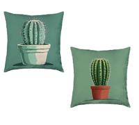 Coussin Canape 55x55cm Lot de 2 Housse de Coussin Vert Cushion Covers Cactus Extérieur Imperméable Velours Decoratif Taie Oreiller pour Maison Salon Chambre Lit Clic Clac Voiture Decor Cadeau L-5926K