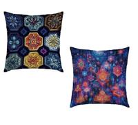 Coussin Canape 55x55cm Lot de 2 Taie Oreiller Noir Et Blanc Imperméable Cushion Paysage Impression Recto Verso Decoratif Velours Coussincarré Fermeture éclair Invisible Décoration Printemps V-359AP