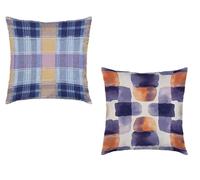 Coussin Canape 60x60cm Lot de 2 Taie Oreiller Bande Imperméable Cushion Bleu Impression Recto Verso Decoratif Velours Coussincarré avec Fermeture éclair Invisible pour Décoration Printemps H-504IS