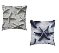 Coussin Canape 60x60cm Lot de 2 Taie Oreiller Beige Imperméable Cushion éToile De Mer Impression Recto Verso Decoratif Velours Coussincarré Avec Fermeture éclair Invisible Décoration Printemps P-9845C