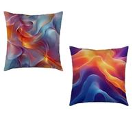 Coussin Canape 60x60cm Lot de 2 Taie Oreiller Couleur Imperméable Cushion Abstrait Impression Recto Verso Decoratif Velours Coussincarré avec Fermeture éclair Invisible Décoration Printemps Y-23111