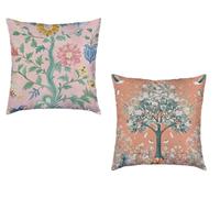 Coussin Canape 60x60cm Lot de 2 Taie Oreiller Couleur Imperméable Cushion Fleur Impression Recto Verso Decoratif Velours Coussincarré avec Fermeture éclair Invisible pour Décoration Printemps 5-489M5