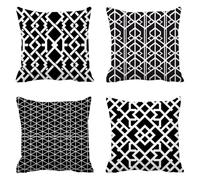 Coussin Canape 75 x 75 Lot de 4 Abstrait Taie Oreiller Noir Housse Coussin Velours Coussins Canapé Housse Oreiller, Respirant Taies D'oreillers Carré Coussins Décoratifs, pour Decoration Salon a-104