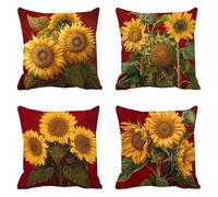 Coussin Canape 75 x 75 Lot de 4 Bordeaux Taie Oreiller Le Tournesol Housse Coussin Velours Coussins Canapé Respirant Housse Oreiller Carré Coussins Décoratifs, pour Decoration Salon a-437