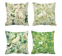 Coussin Canape 75x75 Lot de 4 Lapin Housse Coussin Papillon Taie Oreiller Velours Imperméables Housse de Canape, Taies D'oreillers avec Fermeture éclair Invisible, pour Jardin Chambre Salon s-401