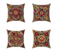 Coussin Canape 75X75CM Couleur Housse de Canapé Fleur Exterieur, Cadeau Carré Decoratives Lin Taie Oreiller avec Fermeture éclair Invisible pour Chaise Canape Salon de Jardin Exterieur Decor N-Z6H35