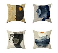 Coussin Canape 75X75CM Plaine Housse de Canapé Abstrait Exterieur Carré Decoratives Doux Taie Oreiller avec Fermeture éclair Invisible pour Chaise Canape Salon de Jardin Exterieur Decoration 1-ER417
