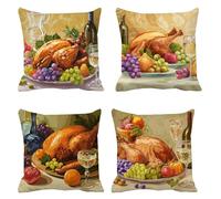 Coussin Canape 85x85 Lot de 4 Fruit Housse Coussin Tasse Taie Oreiller Lin Imperméables Housse de Canape, Taies D'oreillers avec Fermeture éclair Invisible, pour Jardin Chambre Salon Canapé s-379