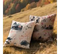 Coussin Canape Blanc Coussin Exterieur Impermeable 30x30cm Taie Oreiller Décoratif Impression Double Face Lotus Cushion Covers Lot de 2 pour Farmhouse Salon de Jardin Decoration Maison Cadeaux AU-482