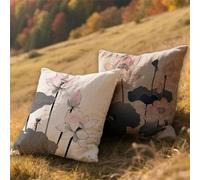 Coussin Canape Blanc Coussin Exterieur Impermeable 60x60cm Grand Taie Oreiller Décoratif Impression Double Face Lotus Cushion Covers Lot de 2 pour Farmhouse Salon de Jardin Decor Maison Cadeaux AU-562