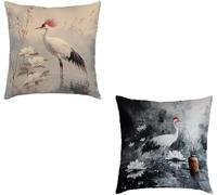 Coussin Canape Blanc Lot de 2 Taie Oreiller 50x50cm Housse de Coussin Oiseau Decoratif Imperméable Velours Cushion Impression Recto Verso avec Fermeture éclair Invisible, Printemps Décoration 1-1975A