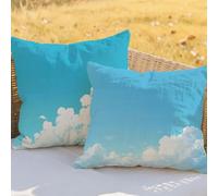 Coussin Canape Bleu Coussin 40x40cm Taie Oreiller Décoratif Impression Double Face Nuage Blanc Cushion Covers Lot de 2 pour Maison Balcon Patio Canape Salon de Jardin Decoration Maison Cadeaux RC-231