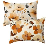 Coussin Canape Brun, Coussin Exterieur Lot de 2 Taie d'oreiller 40x60, Couleur crème Coussins Canapé Lin Coussins Décoratifs Rectangulaire, Housse Oreiller Impermeable, Deco Printemps i-79