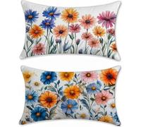 Coussin Canape coloré Housse Coussin 50x90 Lot de 2, Coussins Canapé Velours Taie D'oreiller, Marguerites Protege Oreiller 50x90 Coussins Décoratifs Rectangulaire Taie Oreiller, Decoration Salon, m-40