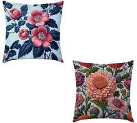 Coussin Canape Couleur Lot de 2 Taie Oreiller 45x45cm Housse de Coussin Fleur Decoratif Imperméable Velours Cushion Impression Recto Verso Fermeture éclair Invisible, Printemps Décoration K-359DQ