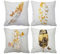 Coussin Canape Europe du Nord Housse de Coussin 65x65 Simplicité Motif Design, Lot de 4 Exterieur Impermeable Lin Matériau Cushion Covers pour Printemps Eté Jardin Banc Decoration Salon Cadeau p14-T