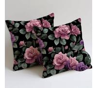 Coussin Canape Exterieur 55x55 cm Violet Coussin Canape Lot de 2 Fleurs Coussins Lombaire Salon de Jardin Exterieur Imperméable Doux Taie d'oreiller pour Jardin Banquette Chaise Fall Decoration C-1422
