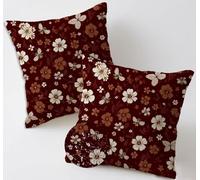 Coussin Canape Exterieur 60x60 cm Ocre Coussin Canape Lot de 2 Fleurs D'Été Coussins Lombaire Salon de Jardin Exterieur Imperméable Lin Taie d'oreiller pour Banquette Chaise Fall Decoration C-1346