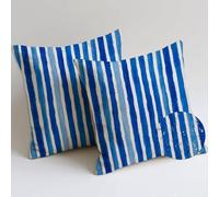 Coussin Canape Exterieur 65x65 Bleu Coussin Canape Lot de 2 Rayé Coussins Lombaire Carré Salon de Jardin Exterieur Imperméable Doux Taie d'oreiller pour Jardin Banquette Chaise Fall Decoration C-1022